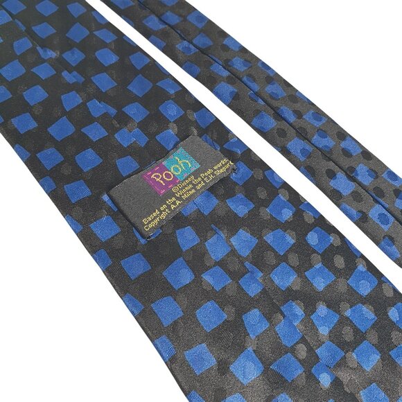 Pooh Necktie Blue Black Checkered Tie Winnie Tigger Balloon Disney Novelty Gift - Picture 4 of 5